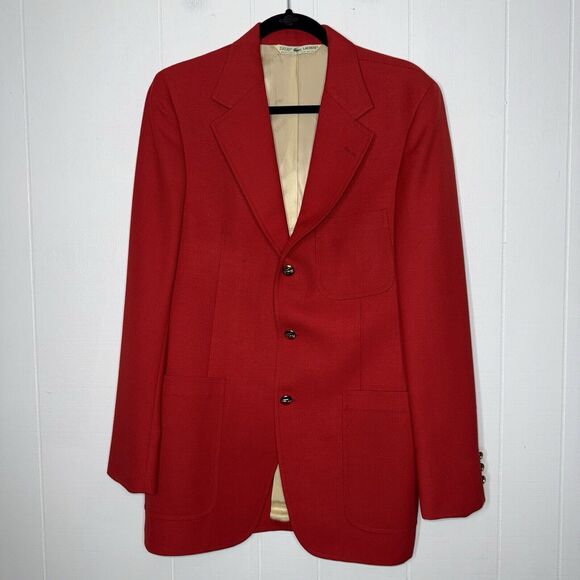 Vintage IZOD Lacoste Red Blazer Suit Jacket Gold Gator Buttons Size? See Des - Picture 1 of 8